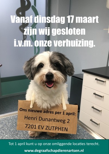 Vanaf dinsdad 17 maart zijn wij gesloten i.v.m verhuizing